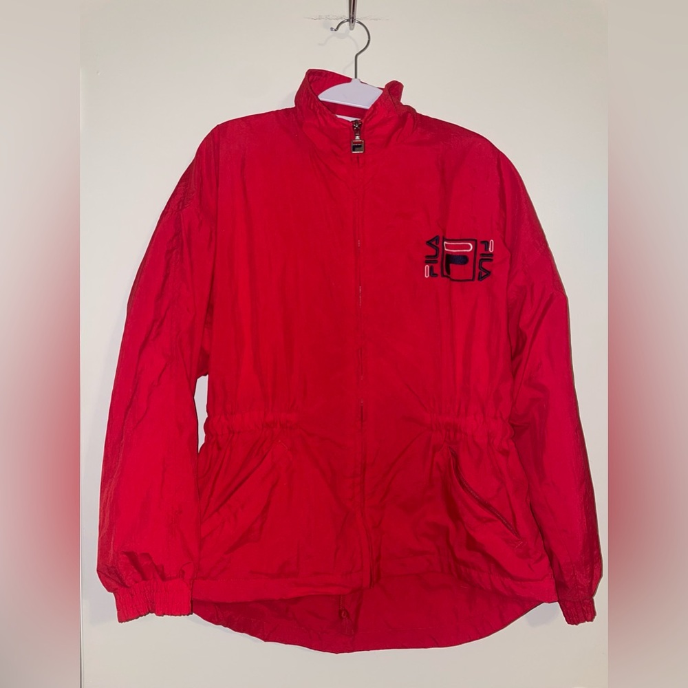 FILA VTG 90s Red Clipper Windbreaker with Logo